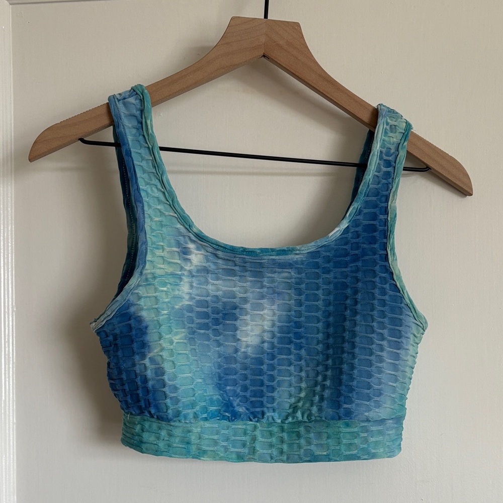 Zaful Blue and Green Textured Tank Top